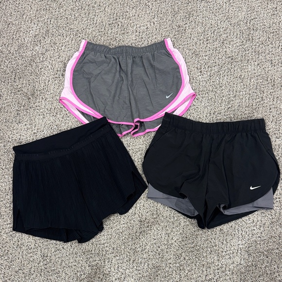 Nike Pants - Nike Women's Gray and Pink + Black Running Shorts Trio